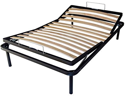 DOLCI SOGNI Rete Una Piazza e Mezza con Alzatesta e Alzapiedi, Reclinazione Manuale, Indipendente, Struttura Letto 120X190 in Ferro,
