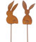 Rostikal 2er Set Osterhase Gartenstecker 15 x 10 cm mit 40 cm Stab Edelrost Gartendeko Osterdekoration