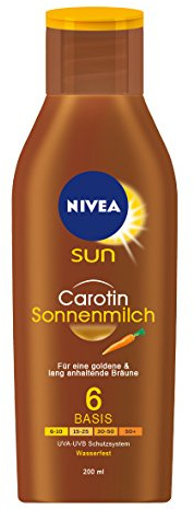 NIVEA SUN Carotin Sonnenmilch, Lichtschutzfaktor 6, 200 ml Flasche