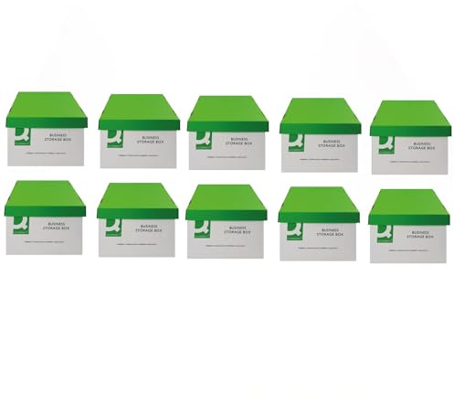 Q-Connect Business Storage Box 335x400x250mm Green and White (Pack of 10)