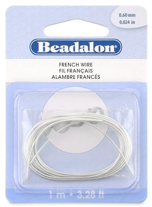 Beadalon French Wire, 0.60 mm / .024 in, Silver Plated, 1 Meter