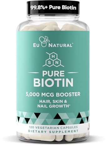Biotin 5000 mcg Hair Skin Nails Supplement - High-Potency Hair Growth Vitamins for Women & Men - Provide Powerful Support for Healthy Hair, Stronger Nails and Glowing Skin - 120 Vegan Soft Capsules