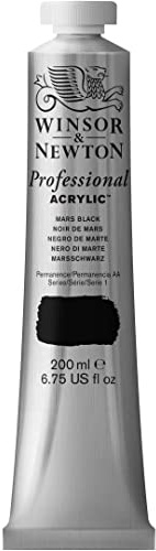 Winsor & Newton 200ml Professional Acrylic Colour Tube - Mars Black