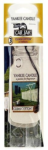 Yankee Candle Bougie – Diffuseur de Parfum pour Voiture (Lot de 3) «Clean Cotton»