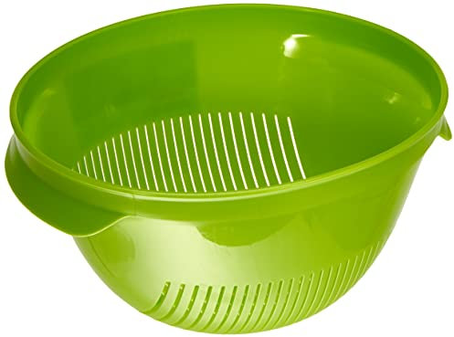 CURVER Passoire à pieds Essentials - Pour légumes, pâtes, riz - Facile à laver -Sans BPA - 28 x 23,5 x 13,4 cm - Vert