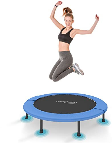 Physionics® Fitness Trampolin - Durchmesser (Ø): 81cm/ 91cm/ 96cm/ 102cm/ 114cm/ 122cm, Indoor und Outdoor, max: 100 KG, mit Randabdeckung - für Kinder und Erwachsene, Gartentrampolin, Mini