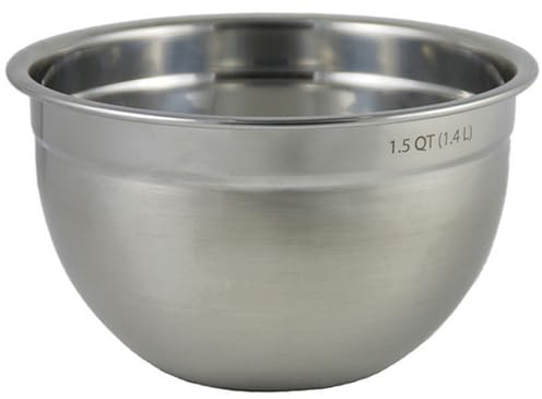 Tovolo Small Stainless Steel Mixing Bowl 1.5 Quart Metal Mixing Bowl with Rounded Lip for Easy Pour and Nesting Storage, Dishwasher Safe Quart Metal Bowl for Baking Mixing and Cooking Prep