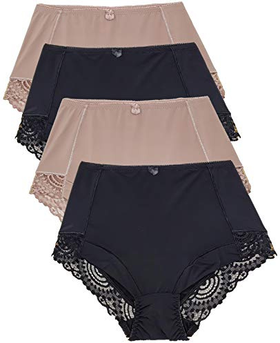 Barbra Lingerie Womens Briefs Underwear Tummy Control Panties S-Plus Size 4 Pack Girdle Panty (XL)