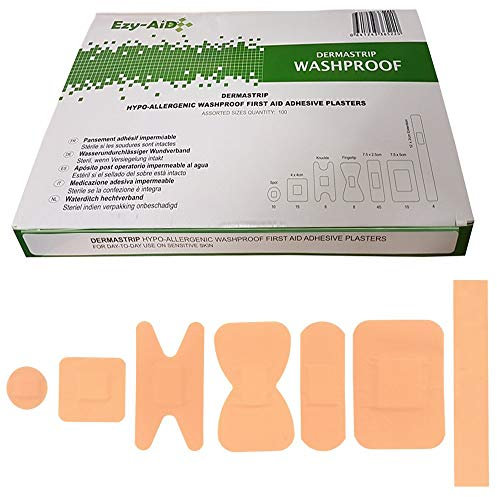 Dermastrip Washproof Plasters - Pack of 100-7 Sizes Assorted