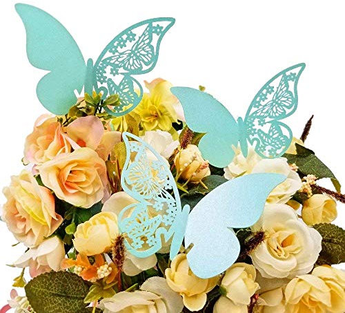 JZK 50 x Farfalla blu segna posto segnaposto segnatavolo segnabicchiere bomboniera per matrimonio compleanno nascita battesimo comunione laurea festa Natale posti segnaposti segna bicchiere