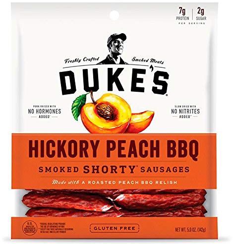Duke's Pork Hickory Peach BBQ Smoked Shorty Sausages, 7g Protein Per Serving, 5 oz.