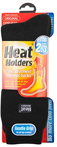 HEAT HOLDERS Thermal Socks, Women's Original, US Shoe Size 5-9, Black