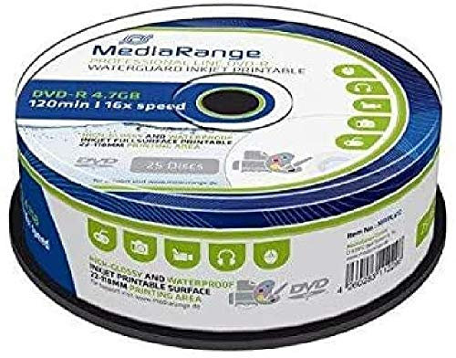 MediaRange MRPL612 DVD en Blanco 4,7 GB DVD-R 25 Pieza(s) - DVD+RW vírgenes (4,7 GB, DVD-R, 120 mm, 25 Pieza(s), 16x, Caja para Pastel)