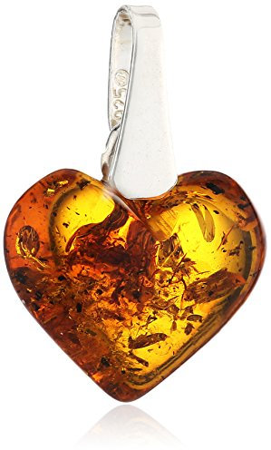 InCollections Damen-Anhänger 925/000 Sterlingsilber mit Bernstein, Herz