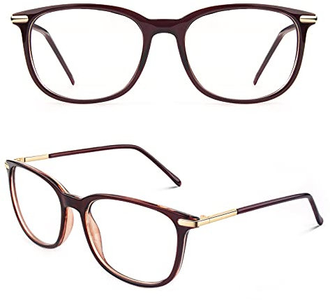 CGID CN79 Klassische Nerdbrille ellipse 40er 50er Jahre Pantobrille Vintage Look clear lens,Braun