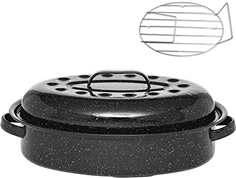Warmcook - 0508+2006 - Cocotte ovale en acier carbon 38x26cm + grille roaster