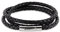 Auroris Echtleder Kette/Armband geflochten 5MM Farbe: schwarz mit Hebeldruckverschluss aus Edelstahl - Länge: 55cm