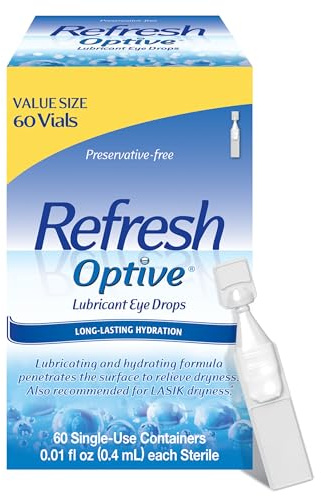 REFRESH OPTIVE Preservative-Free Artificial Tears Lubricant Eye Drops, 0.01 fl oz (0.4 mL), 60 Single-Use Containers