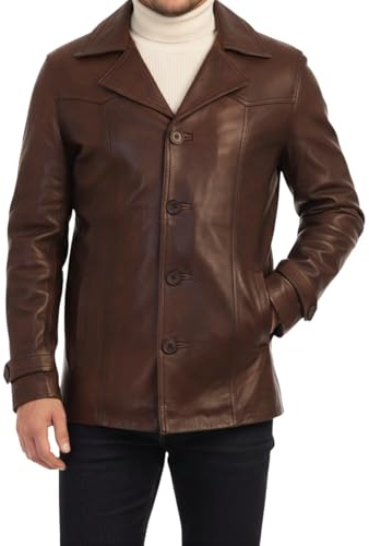 Mens Heist Vintage Brown Leather Jacket - A Perfect Winter Choice for Style-Savvy Men - Real Leather Craftsmanship and Smart Casual Mens Jackets Fit (UK, Alpha, XL, Regular, Regular, Brown)