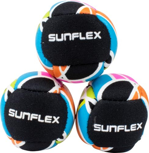 Sunflex Extreme Fun Balls - Neoprene Lightweight Outdoor Beach Game Balls - Fun 3 Piece Set for Outdoor and Water Use - Waterproof, UV Resistant, and Nonslip - Footbags