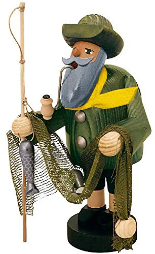KWO Smoking Men Incense Holder, Fisherman, 18 cm, Wood Multicolour, One Size