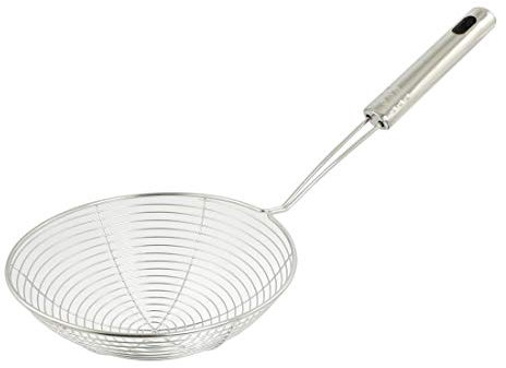 AKORD 8.1 Long Handle 13.2cm Dia Mesh Net Strainer Ladle Strimmer, Stainless Steel, Silver, 33 x 13.2 x 13.2 cm