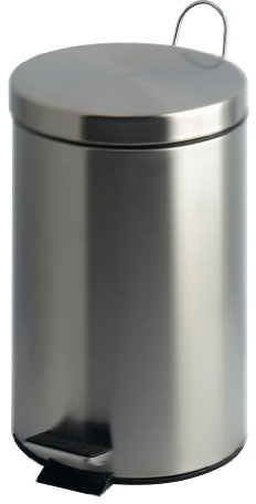 V-Part Métal Poubelle ronde à pédale avec seau plastique-Acier inoxydable - 12 litres-Matte