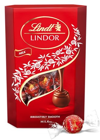 Lindt - Cornet LINDOR - Chocolat au Lait - Cœur fondant - Idéal pour Noël, 200g