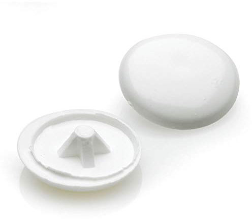 Merriway® BH01140 (100 Pcs) White Clip On Screw Covers for Pozidriv Head, 12 mm (1/2 Inch) Diameter - Pack of 100 Pieces