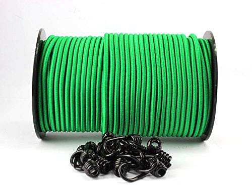 monoflex 10mm Expanderseil grün 30m + 10 Spiralhaken Gummiseil Planenseil Haken Seil
