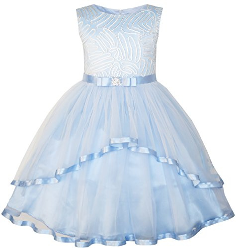 Vestido para niña Flor Azul Ceñido Boda Fiesta Dama de Honor 12 años