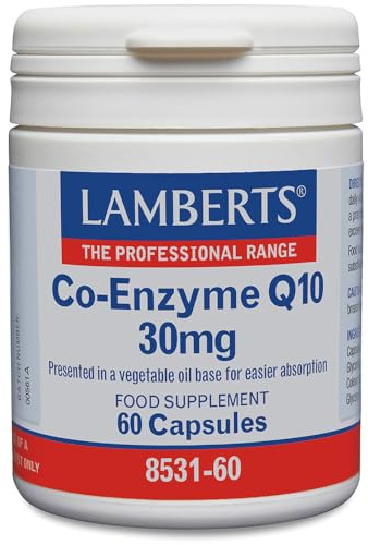 Lamberts Co-Enzyme Q10 30mg – Natural Ubiquinone for Energy Release & Cellular Support – Vegan – 180 Capsules