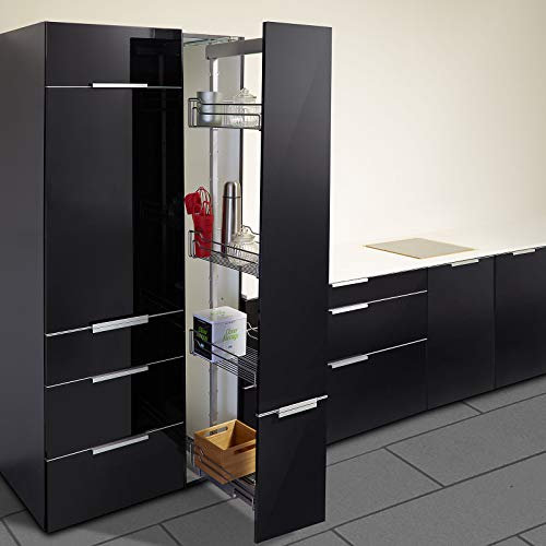 SOTECH Dispensa-X Apothekerauszug Silbergrau matt 1600-2000 mm inkl. SoftstopPlus, Clickfixx und 5 Einhängekörbe für 400 mm breite Schränke, Tragkraft 100 Kg Schrankauszug