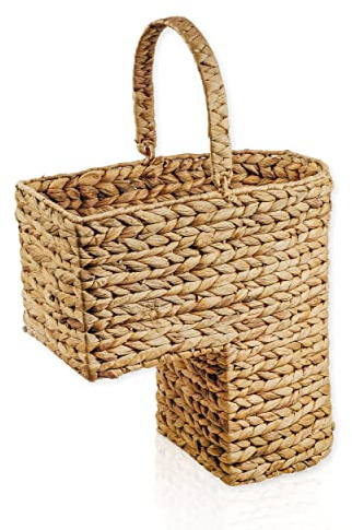 Lycce Cestino per scale con manico, in giacinto d'acqua, 20 l, per scale (40 x 21 x 41 cm)
