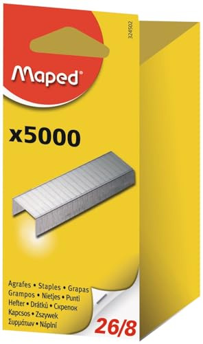 MAPED - agrafes 26/8, zinguée, contenu: 5.000 pièces en emballage blister avec oeillet de suspension (324502 0)