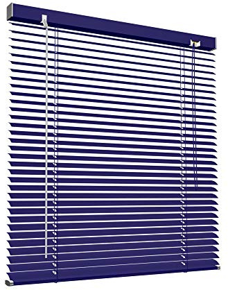 Victoria M. Aluminium Jalousie 110 x 130 cm, blau, Jalousie ohne Bohren, inkl. Klemmclips