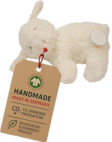 Efie Bio-Spieluhr Schäfchen – 100 % Baumwollplüsch (kbA) – Schurwollfüllung (kbT) – handgefertigt in Deutschland – GOTS-zertifiziertes Babyspielzeug - Melodie (LaLeLu)
