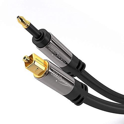 KabelDirekt – 3m – Cable Mini TOSLINK (cable de audio digital, óptico, cable de fibra óptica, transmite señales de audio digital a TV/amplificadores/HiFi, negro)