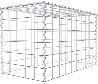 GABIONA Cesta de piedra de gavión rectangular, malla de 10 x 10 cm, profundidad de 50 cm, cesta de cultivo tipo 3, cierre de espiral, galvanizado (100 x 60 x 50 cm)