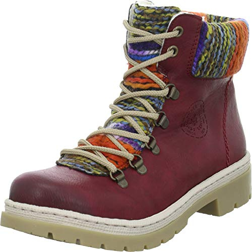 Rieker Y9432 Botines para Mujer, Rojo (Wine/Orange-Multi 35), 38 EU
