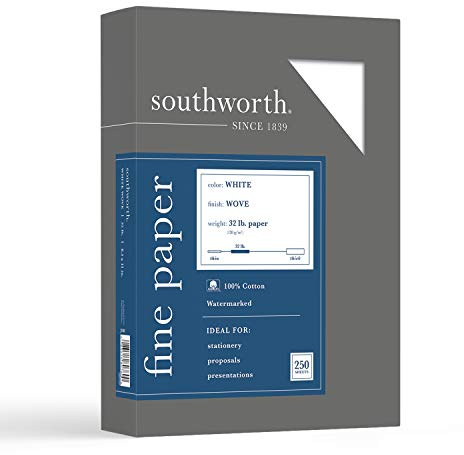 Southworth JD18C 100% Cotton Business Paper White 32 lbs. 8-1/2 x 11 250/Box