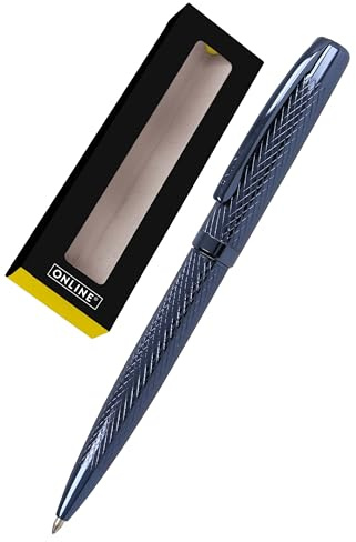 Online Eleganza Stylo à bille rotatif I Métal I Couleur : bleu nuit I Recharge de grande capacité interchangeable I Clip métallique I Couleur de l'encre noire I Stylo à bille avec emballage cadeau