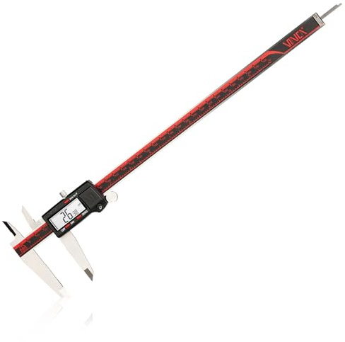 VINCA IP54 Grade Digital Caliper, DCLA-1205 12 Inch/300mm, Inch/Millimeter/Fraction Conversion, Stainless Steel, Large LCD Screen