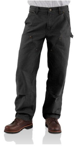Carhartt Men's Loose Straight Washed Duck Double-Front Dungaree, Black, W34 x L30