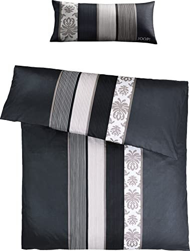 Joop! Bettwäsche Ornament Stripe Mako-Satin schwarz Größe 155x220 cm (40x80 cm)