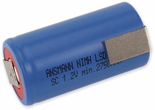 ANSMANN wiederaufladbarer Sub-C Akku NiMH mit Z-Lötfahne, 3.000 mAh, hochkapazitativ für industriellen High-Drain-Bereich, Nickel Metallhydrid mit sehr hoher Kapazität