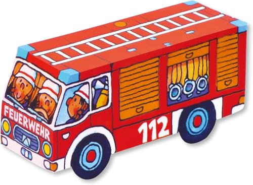Faltspiel Feuerwehrauto, 8 Stück im Set, Lutz Mauder, Feuerwehrparty, Feuerwehr, Feuerwehrspiel, Mitgebsel, Mottoparty