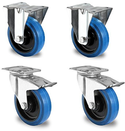 1 Satz Blue Wheels Lenkrollen 200mm 400kg/Rolle NEU Bock/FS