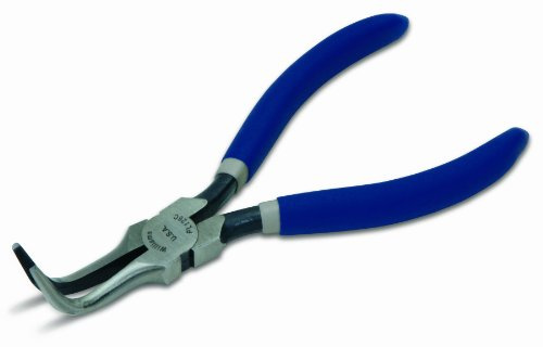 Williams Thin Bent Chain Nose Pliers, 6-1/4 Inch Length, 1-1/4 Inch Jaw Length, 73-Degree Bent Nose, Serrated Jaws, Polished With Corrosion Resistant Coating