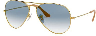 Ray-Ban Unisex Aviator Sonnenbrille, Gold (Gestell: Gold Glas: Verlauf Hellblau 001/3f), L EU
